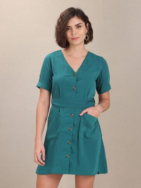 u.s. polo assn. teal shirt dress