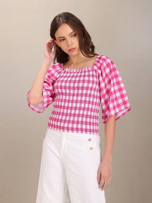 u.s. polo assn. fuchsia check top