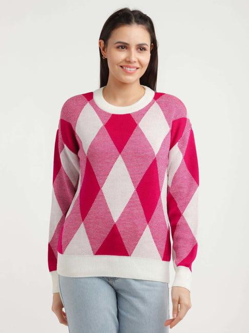 zink london pink argyle pattern sweater