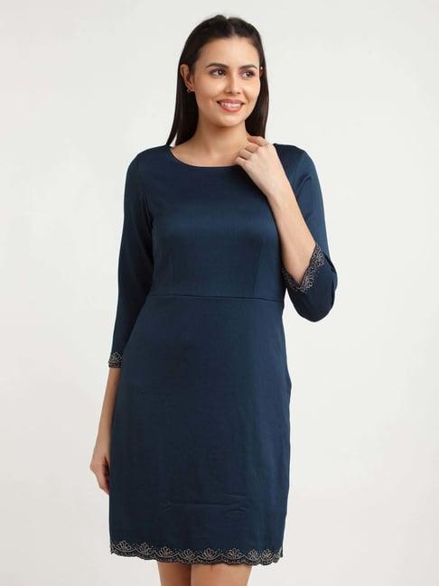 zink london navy embellished shift dress