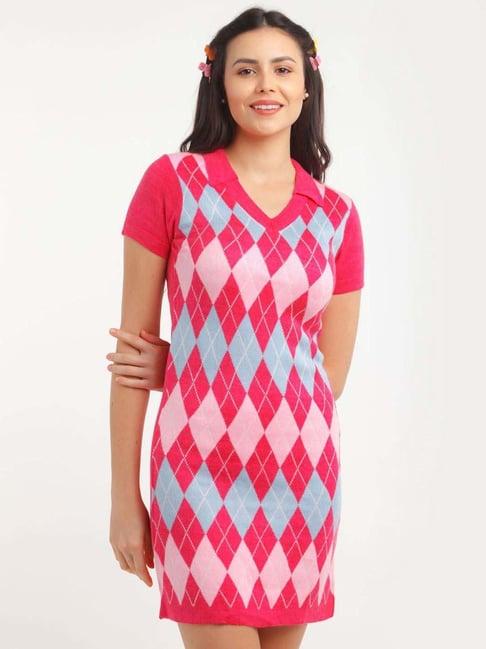 zink z pink argyle pattern shift dress