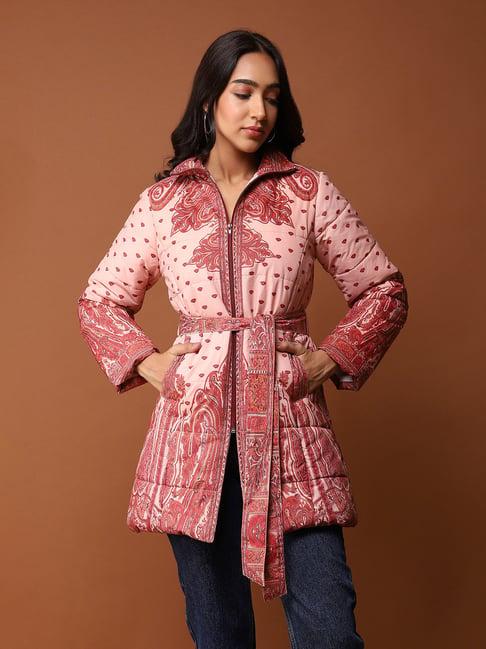 aarke ritu kumar pink printed puffer jacket