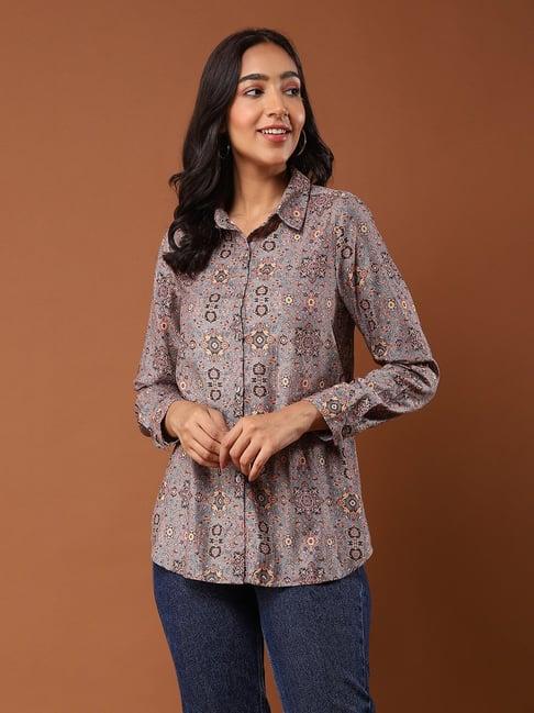 aarke ritu kumar grey printed shirt