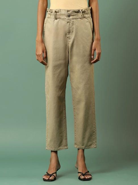 aarke ritu kumar beige straight fit mid rise jeans