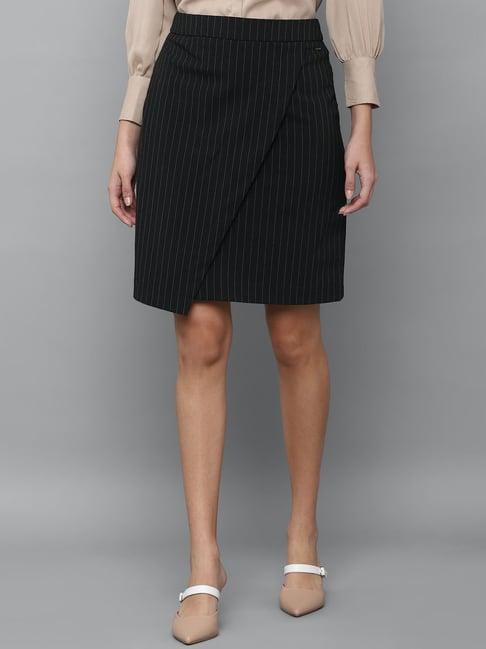 allen solly black striped skirt