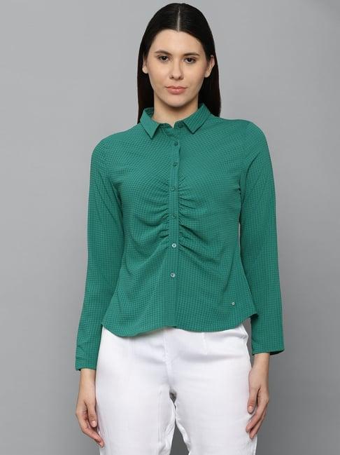 allen solly green textured shirt