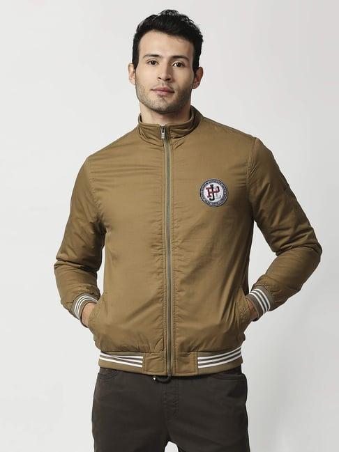 pepe jeans brown cotton slim fit jackets