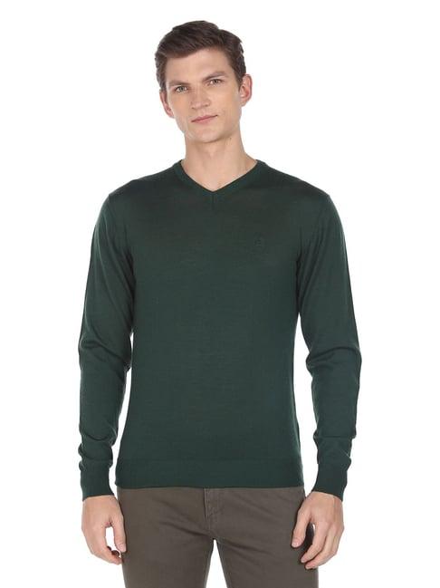 arrow dark green regular fit sweater