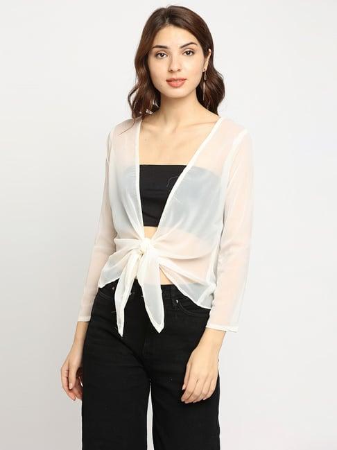 ira soleil white plain shrug