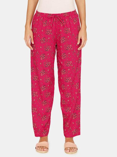 zivame dark pink printed pyjamas