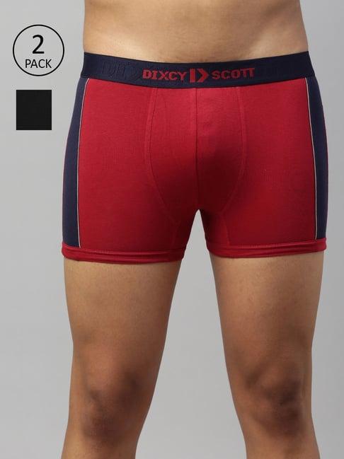 dixcy scott maximus black & barbados cherry regular fit trunks - pack of 2