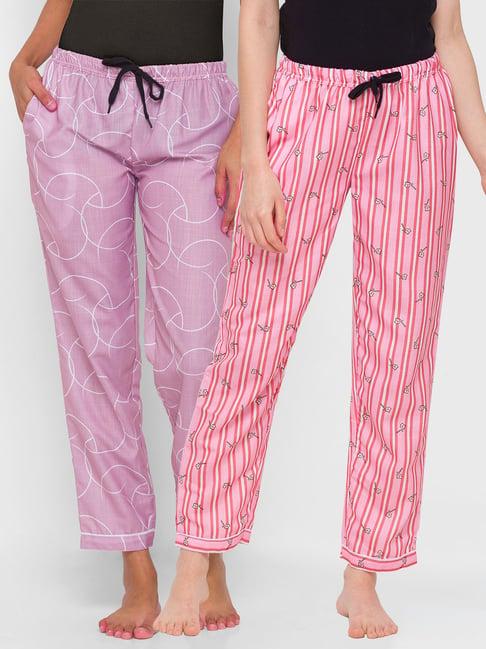 fashionrack multicolor printed pyjamas with pocket (pack of 2)