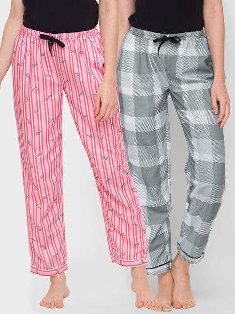 fashionrack multicolor printed pyjamas with pocket (pack of 2)