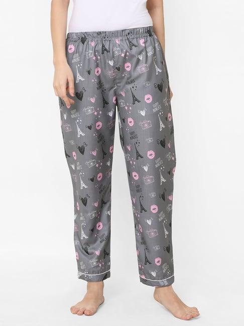 fashionrack grey printed pyjamas with pocket