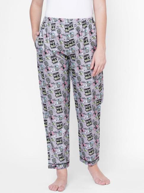 fashionrack grey printed pyjamas with pocket