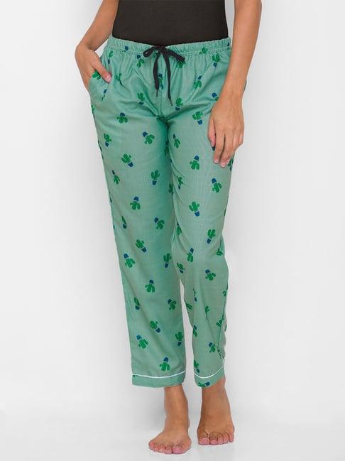 fashionrack olive green printed pyjamas with pocket