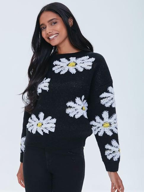 forever 21 black floral print sweater