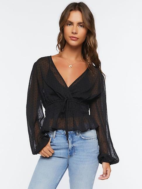 forever 21 black textured top