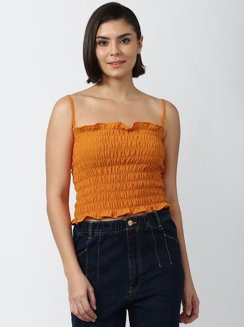 forever 21 orange regular fit crop top