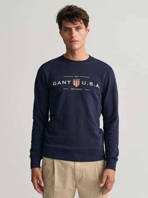 gant navy regular fit embroidered sweatshirt