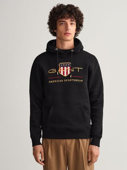 gant black regular fit embroidered sweatshirt