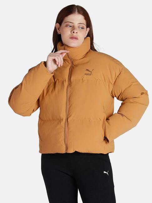 puma brown logo print classics puffer jacket