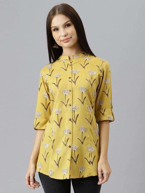 divena yellow floral print top