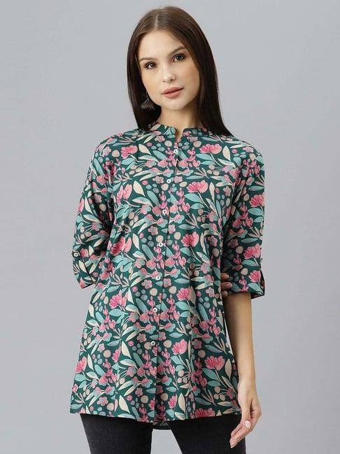 divena green floral print top