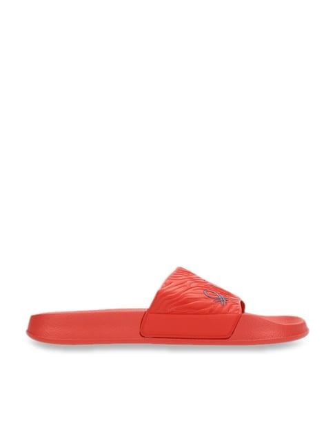 united colors of benetton men's textured red slides