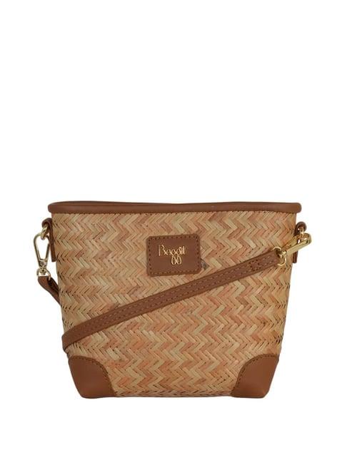 baggit beige textured medium sling handbag