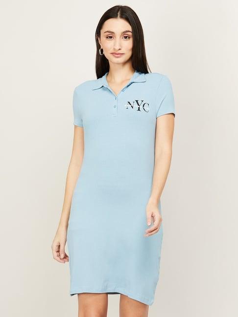 fame forever by lifestyle blue striped shift dress