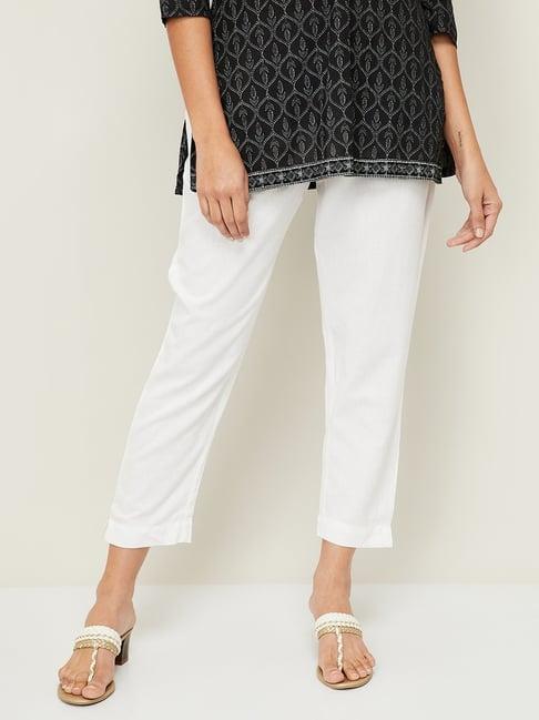 melange by lifestyle white mid rise pants