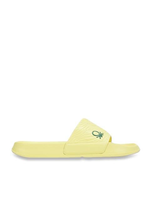 united colors of benetton men's textured yellow slides