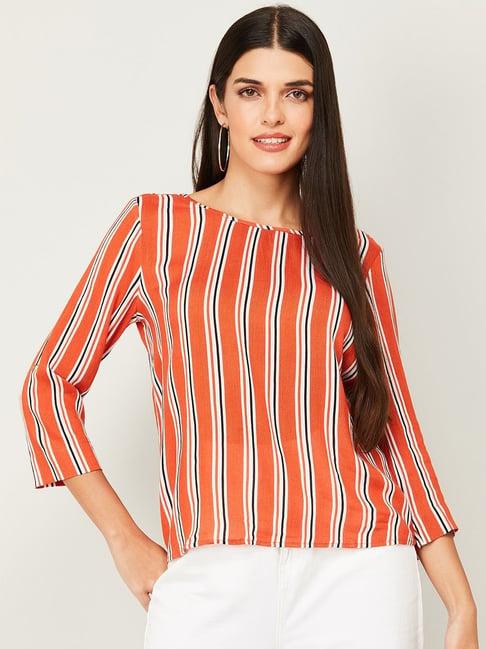 fame forever by lifestyle orange striped top