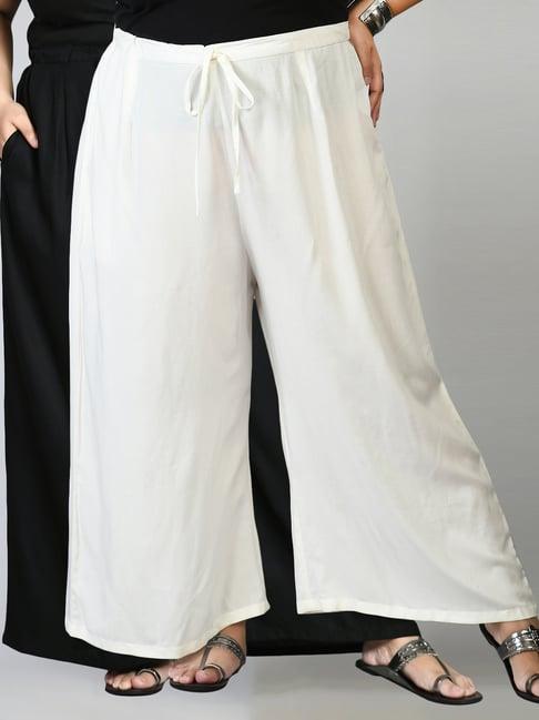 prettyplus by desinoor.com navy & white palazzos