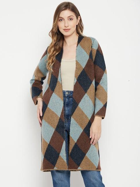 madame multicolor wool checks shrug