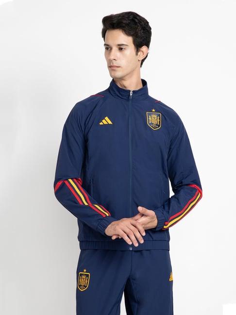 adidas dark blue slim fit high neck fef 22 trv jacket