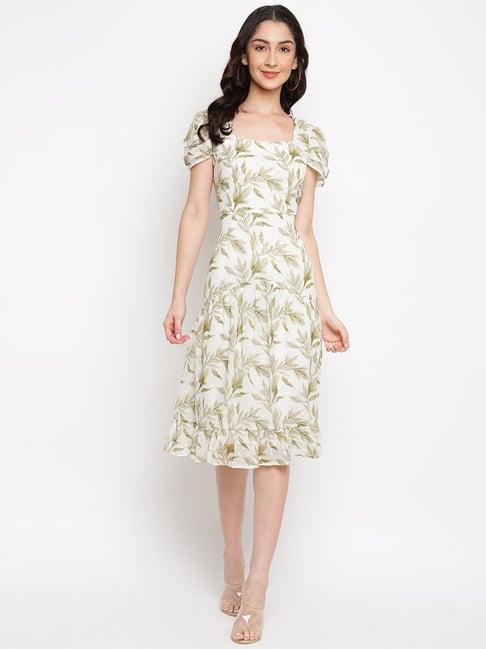 latin quarters green floral print a line dress