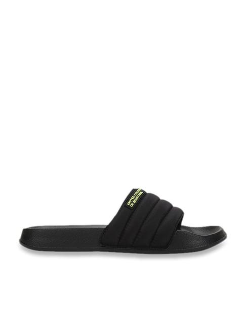 united colors of benetton women's puffy black slides