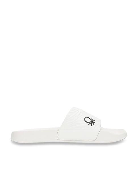 united colors of benetton women's textured white slides