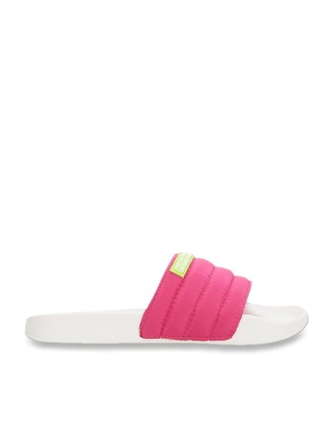 united colors of benetton women's puffy pink slides