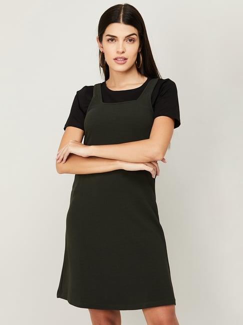 fame forever by lifestyle green cotton a-line dress