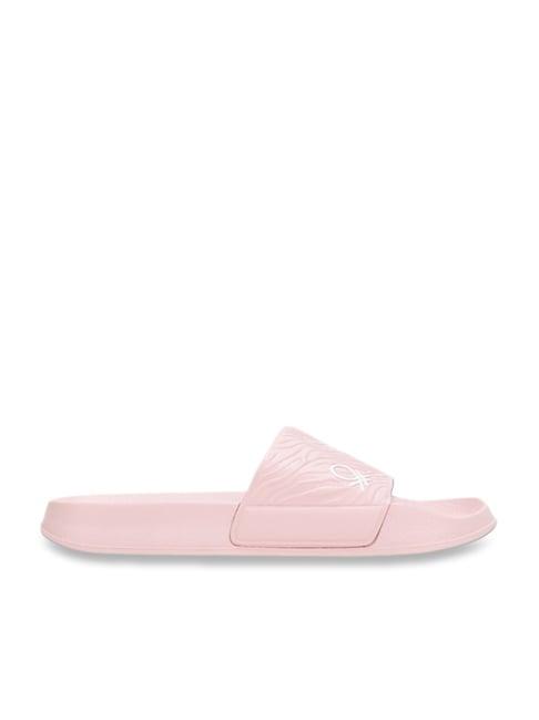 united colors of benetton women's textured pink slides