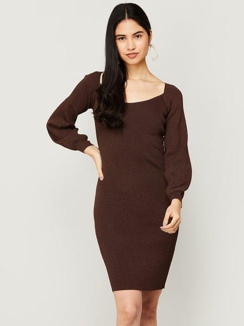 code by lifestyle brown shift dress