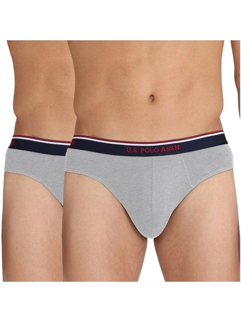 u.s. polo assn. grey melange briefs - pack of 2