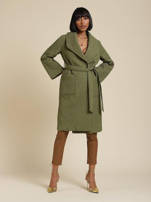 label ritu kumar olive trench coat