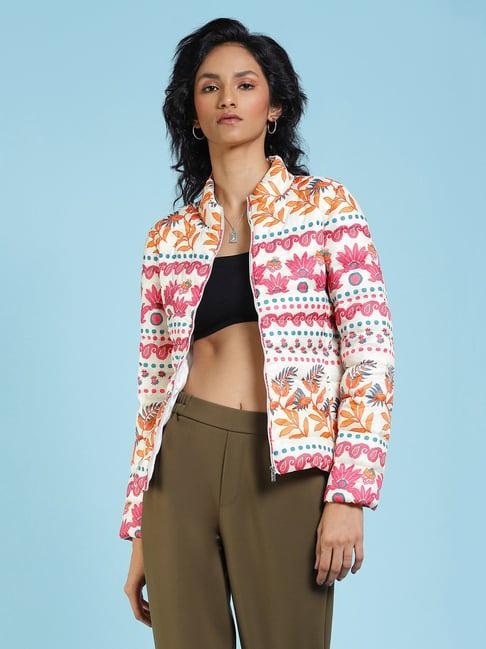 label ritu kumar off white printed puffer jacket