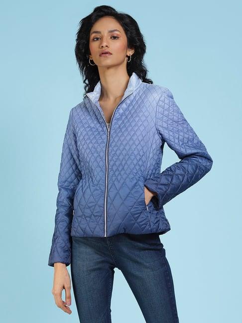 label ritu kumar blue quilted jacket