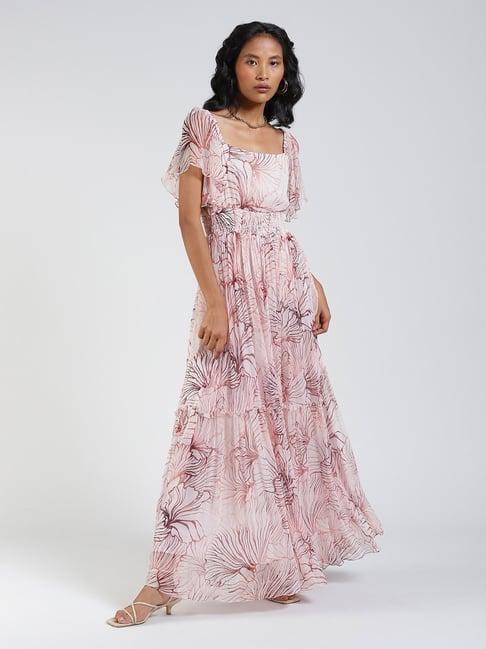 label ritu kumar off white printed maxi dress