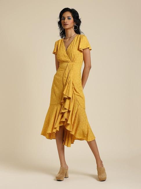 label ritu kumar mustard wrap dress